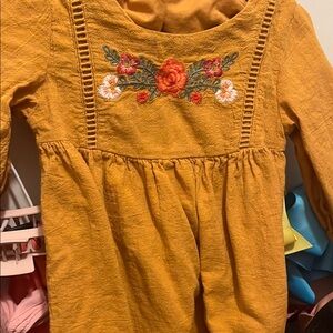 Embroidered Mustard Yellow Dress